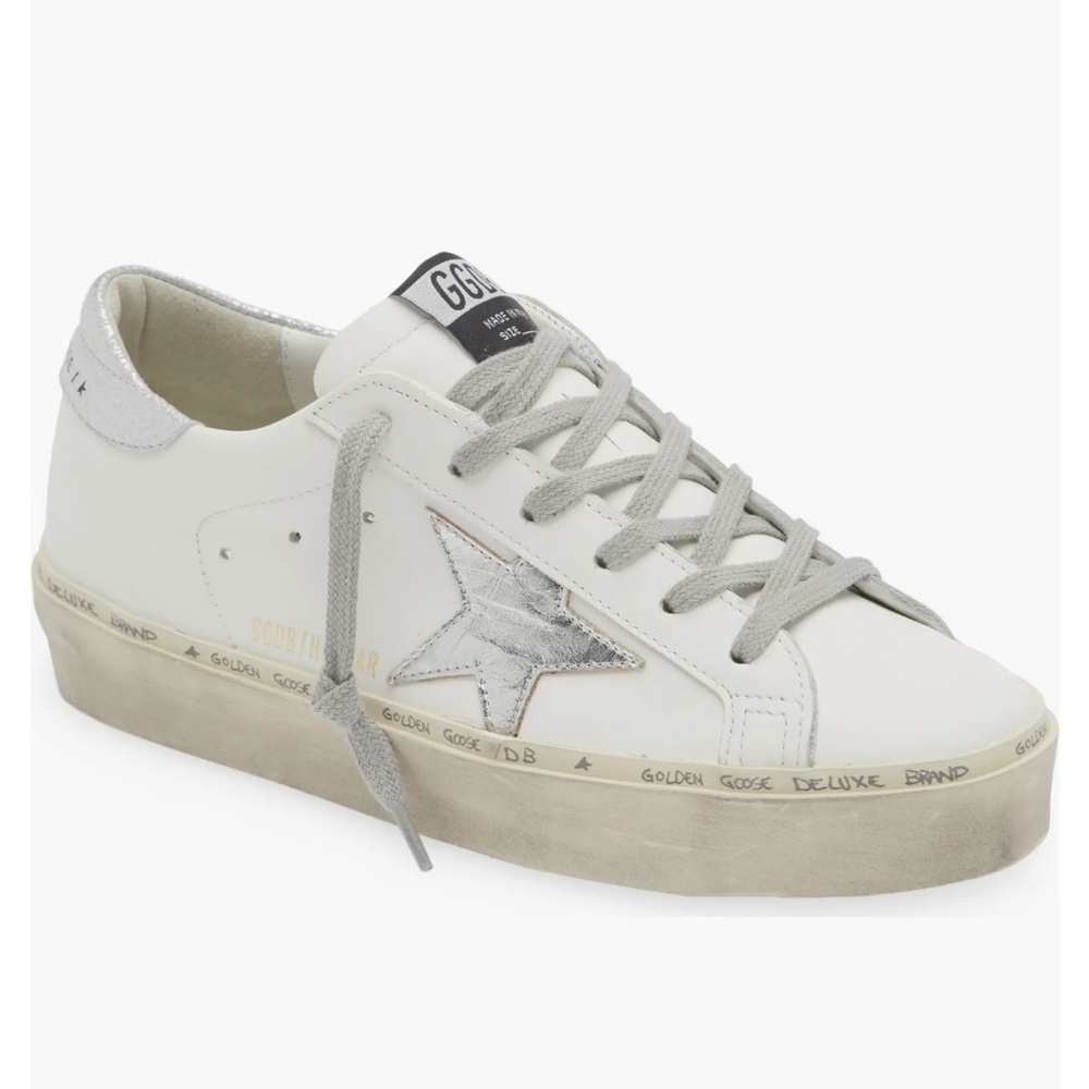 Golden Goose Women's Hi Star with star and metallic silver heel